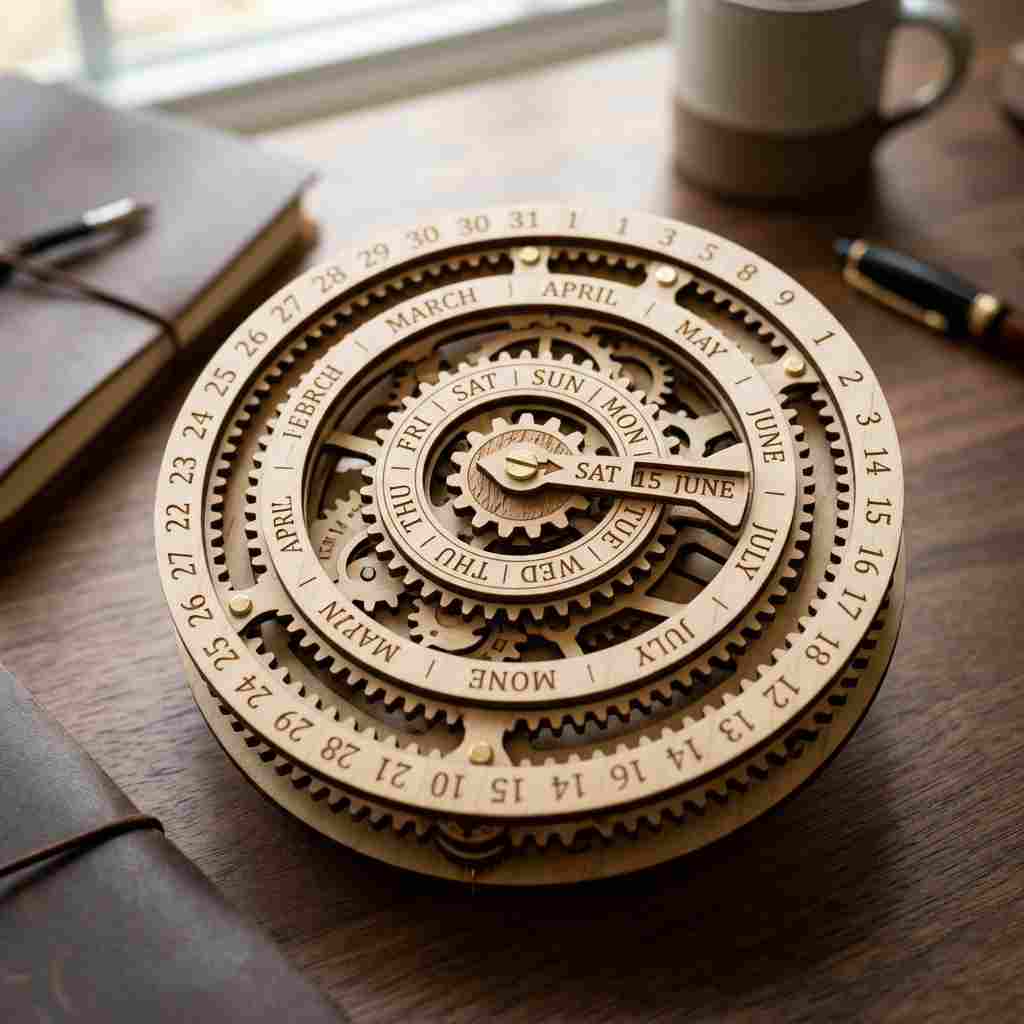 Mortise-and-Tenon Time-Track Perpetual Calendar